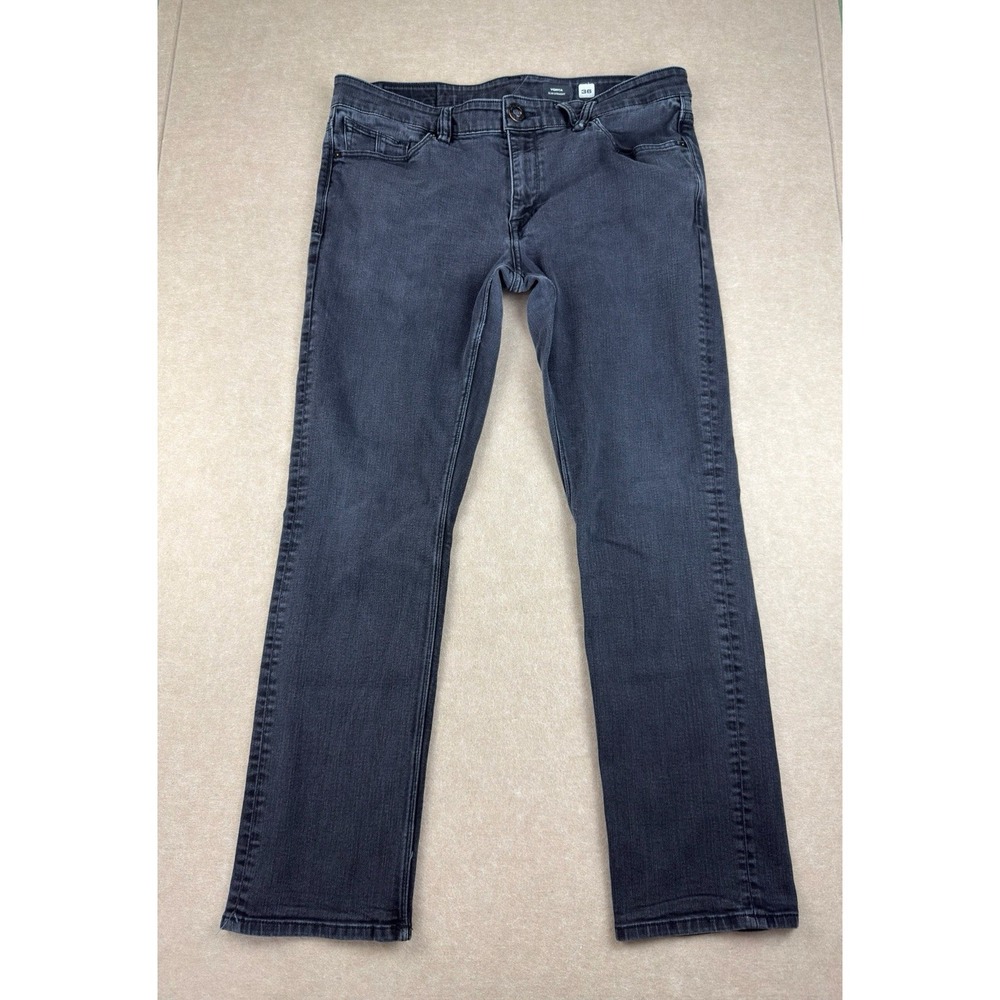 Volcom‎ Jeans Men 36 Gray Vorta Slim Straight Low Rise Dark Wash Cotton Stretch